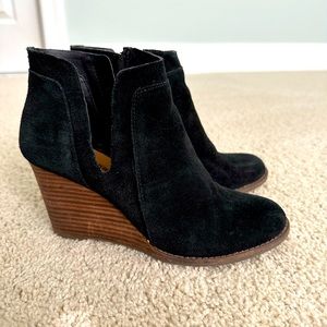 Lucky Brand size 6.5 black shade wedge booties. EXCELLENT condition!!